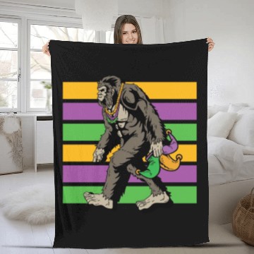 Discover Bigfoot Mardi Gras Fleece Blankets