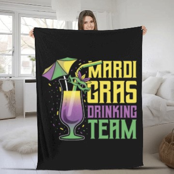 Discover Mardi Gras Drinking Team Fleece Blankets
