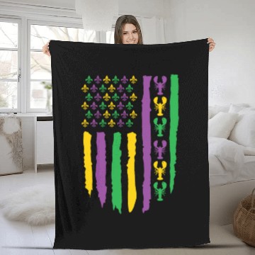 Discover American Flag Lobster Fleur Mardi Gras Fleece Blankets
