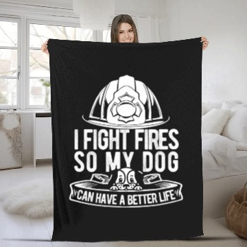 Discover Firefighter Thin Red Line Dog Fleece Blankets