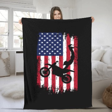 Discover Supercross Freestyle Motocross American Flag Fleece Blankets