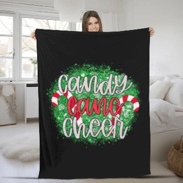 Discover Candy Cane Cheer Happy Christmas Xmas Holiday Fleece Blankets