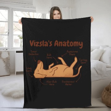 Discover Vizsla dog animal funny anatomy Fleece Blankets