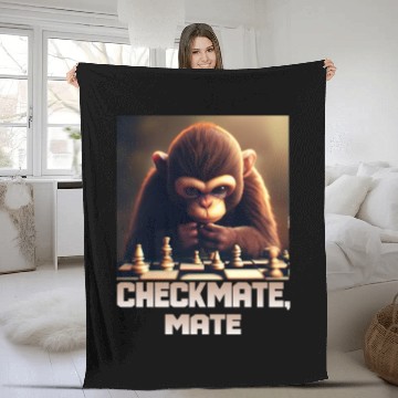 Discover Chess-playing monkey - Checkmate, Mate! Fleece Blankets