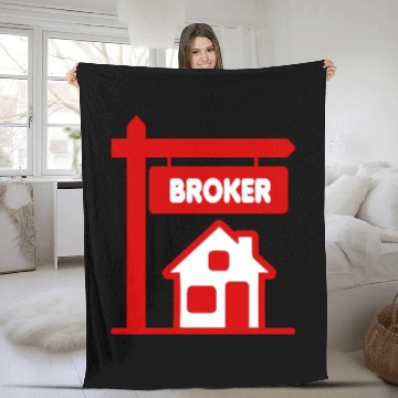 Discover Red Logo Broker with text BROKER Fleece Blankets