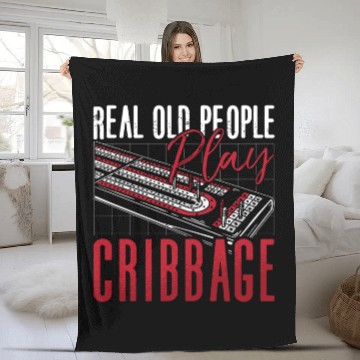 Discover Cribbage Real Old People Play Cribbage Board Game Fleece Blankets