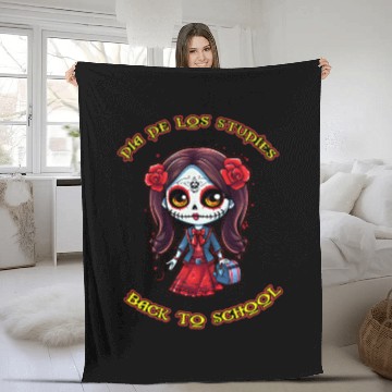Discover day of the dead back to school Fleece Blankets