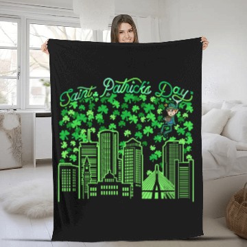 Discover Saint Patrick's Day Boston Massachusetts Fleece Blankets