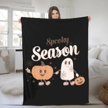Discover Spooky Season Ghost Pumpkin Friends Fleece Blankets