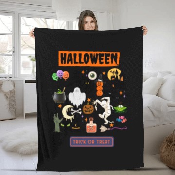 Discover Halloween trick ot treat Fleece Blankets