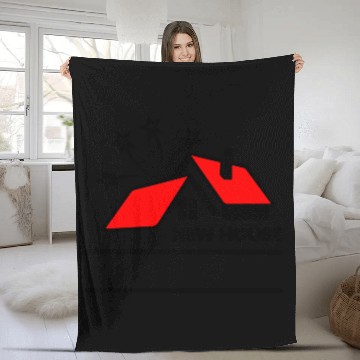 Discover Red roof logo with text new house Fleece Blankets