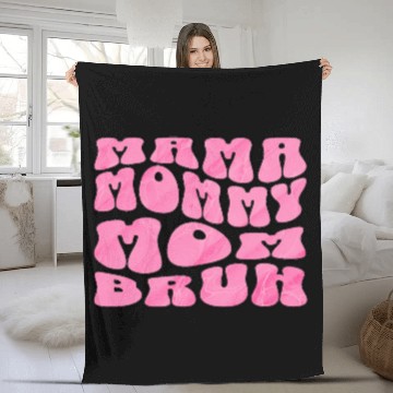 Discover Mama Mommy Mom Bruh Funny Groovy Mom Quote Fleece Blankets