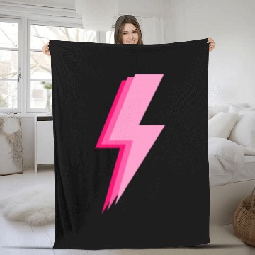Discover Layered trendy hot pink and light pink lightning Fleece Blankets