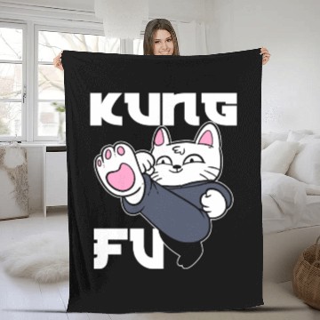 Discover Kung Fu Cat Cat Mom Fleece Blankets