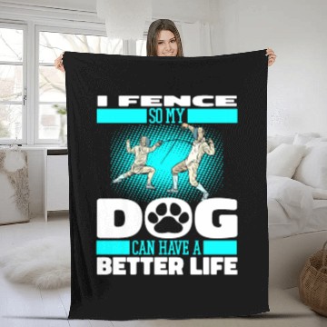 Discover Fencing Fencer Dog Fleece Blankets