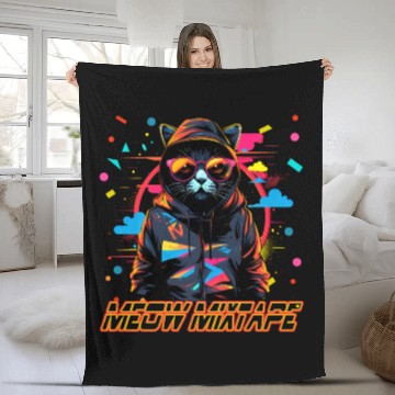 Discover 80s meow mixtape Fleece Blankets