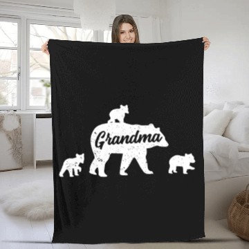 Discover Vintage Grandma Bear 3 Cubs Mother's Day Fleece Blankets