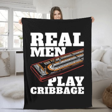 Discover Cribbage Real Men Play Cribbage Loves Board Game Fleece Blankets