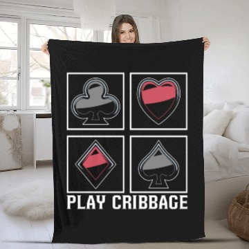 Discover Play Cribbage Playing Cards Loves Crib Board Game Fleece Blankets