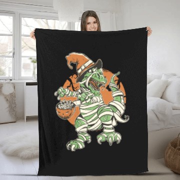 Discover Halloween t-rex mummy Fleece Blankets