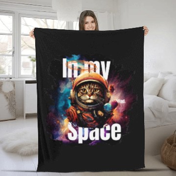 Discover In my Mind Space Cat Astronaut Animal Pet Lover Fleece Blankets