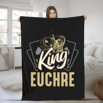 Discover Euchre King Of Euchre Board Game Playing Cards Fleece Blankets