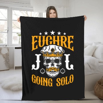 Discover Euchre Going Solo Board Game Loves Playing Cards Fleece Blankets