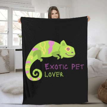 Discover Green Chameleon Lizard Exotic Pet Lover Fleece Blankets