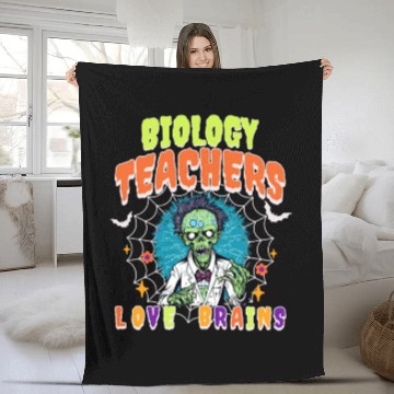 Discover Halloween Biology Teachers Love Brains Fleece Blankets