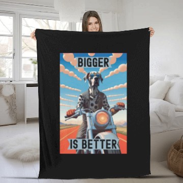 Discover This is Great : Great Dane Riding a Motorcycle Fleece Blankets