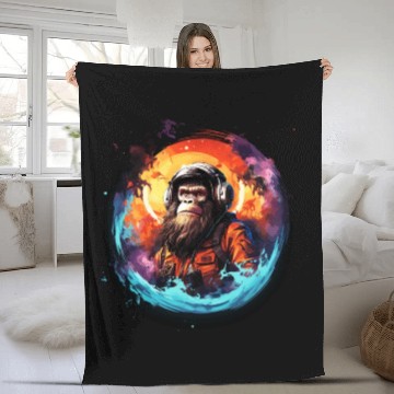 Discover Astronaut Gorrilla - Outer Space Universe Monkey, Fleece Blankets
