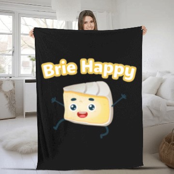 Discover Brie Happy: Cheesy Pun for Cheese Lovers Fleece Blankets