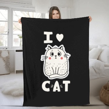 Discover I love cats Fleece Blankets