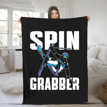 Discover Spin Grabber Freestyle Skiing Fleece Blankets