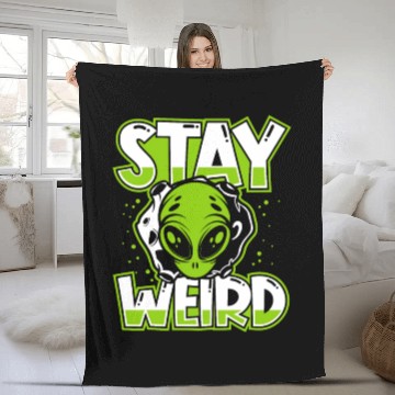 Discover Stay Weird Extraterrestrial Ufo Conspiracy Alien Fleece Blankets