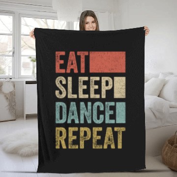 Discover Stylish Retro 70´s Eat Sleep Dance Repeat Fleece Blankets