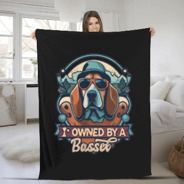 Discover I Am Owned By A Basset Hound Funny Cool Dog Lover Fleece Blankets