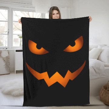 Discover Scary Jack O Lantern Pumpkin Face Halloween Fleece Blankets