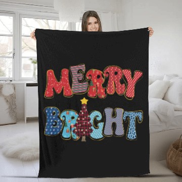 Discover Merry and Bright Chistmas Tree Family Christmas Fleece Blankets