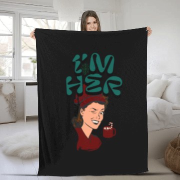 Discover Im Her! Christmas/ Mrs. Claus design Fleece Blankets