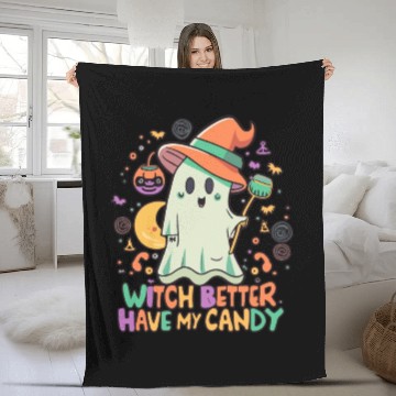 Discover Cute Kawaii Ghost Design – Witch better Have Candy Fleece Blankets