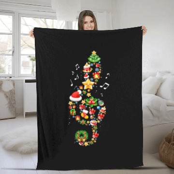 Discover Christmas Musical Note Music Lover Teacher Sing Fleece Blankets
