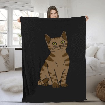 Discover Brown Tabby Cat Fleece Blankets