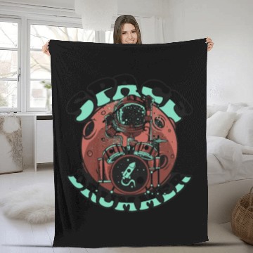 Discover Space Drummer Cosmonaut Astronautical Spacecraft Fleece Blankets