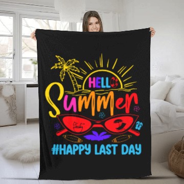 Discover Hello Summer Last Day Last Day Of School Teacher Fleece Blankets