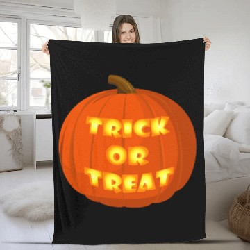 Discover Trick Or Treat Halloween Pumpkin Fleece Blankets