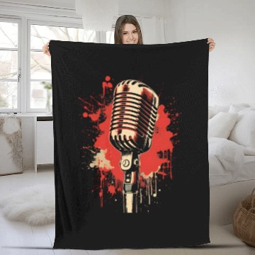 Discover Microphone Classic Mic Splash Fleece Blankets