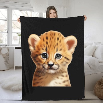 Discover Baby cheetah portrait Fleece Blankets