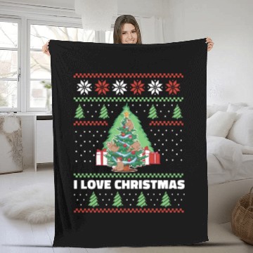 Discover Sloths Christmas Tree Lights Animals Lover Xmas Fleece Blankets
