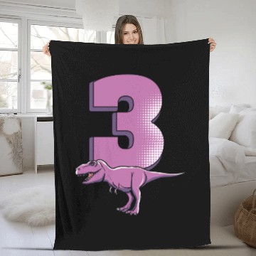 Discover 3rd birthday 3 years dinosaur dino gift Fleece Blankets